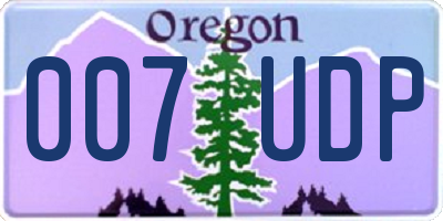 OR license plate 007UDP