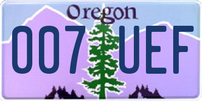 OR license plate 007UEF