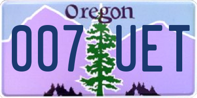 OR license plate 007UET