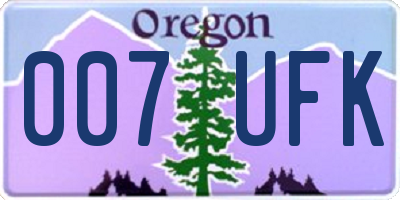 OR license plate 007UFK