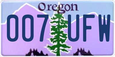 OR license plate 007UFW