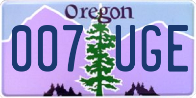 OR license plate 007UGE