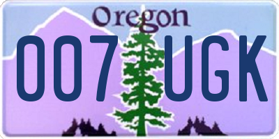 OR license plate 007UGK