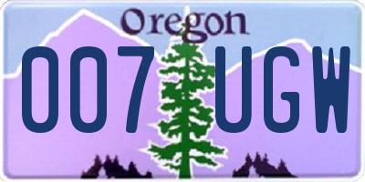 OR license plate 007UGW