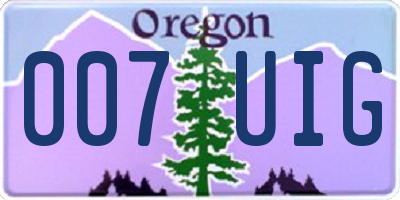 OR license plate 007UIG