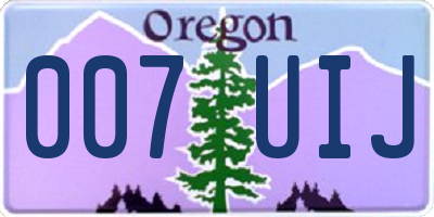 OR license plate 007UIJ