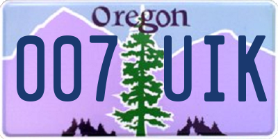 OR license plate 007UIK