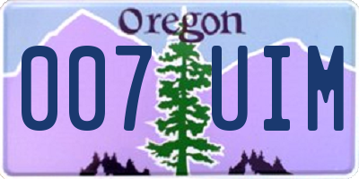 OR license plate 007UIM