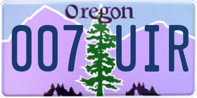 OR license plate 007UIR