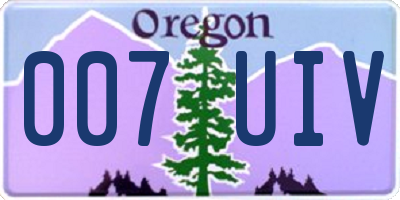 OR license plate 007UIV