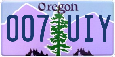OR license plate 007UIY
