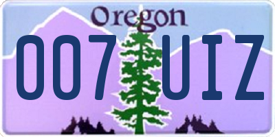 OR license plate 007UIZ