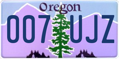 OR license plate 007UJZ