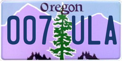 OR license plate 007ULA