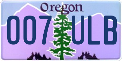 OR license plate 007ULB