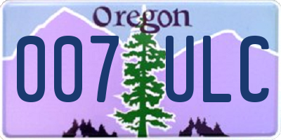 OR license plate 007ULC