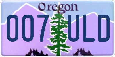 OR license plate 007ULD