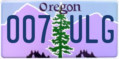 OR license plate 007ULG