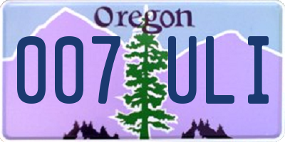 OR license plate 007ULI
