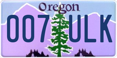 OR license plate 007ULK