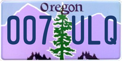 OR license plate 007ULQ