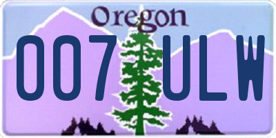 OR license plate 007ULW