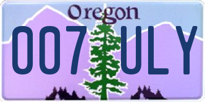 OR license plate 007ULY