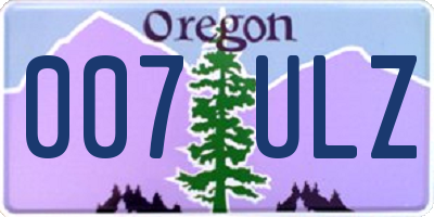 OR license plate 007ULZ