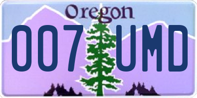 OR license plate 007UMD
