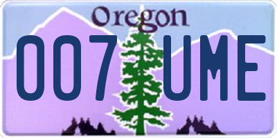 OR license plate 007UME