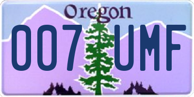 OR license plate 007UMF