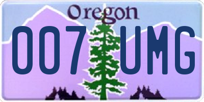 OR license plate 007UMG