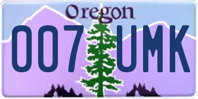 OR license plate 007UMK