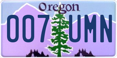 OR license plate 007UMN
