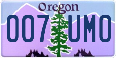 OR license plate 007UMO