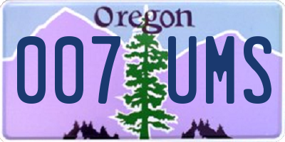 OR license plate 007UMS