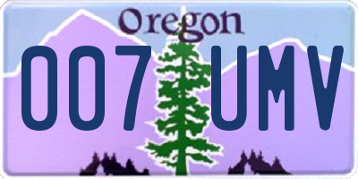 OR license plate 007UMV