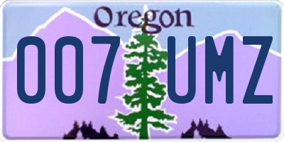 OR license plate 007UMZ