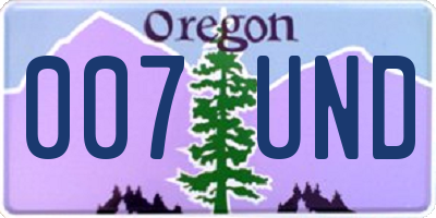 OR license plate 007UND