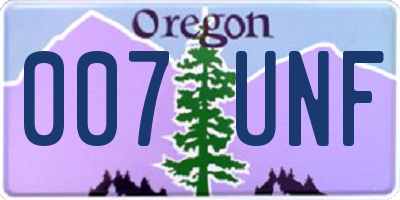 OR license plate 007UNF