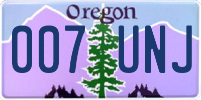 OR license plate 007UNJ