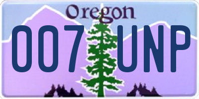 OR license plate 007UNP