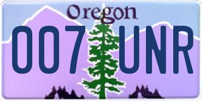 OR license plate 007UNR