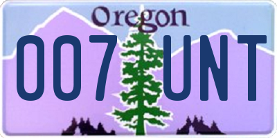 OR license plate 007UNT