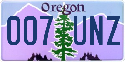 OR license plate 007UNZ