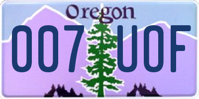 OR license plate 007UOF