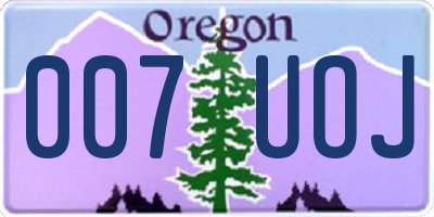 OR license plate 007UOJ