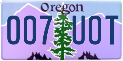 OR license plate 007UOT