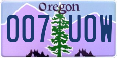 OR license plate 007UOW