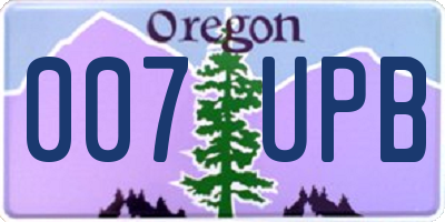 OR license plate 007UPB